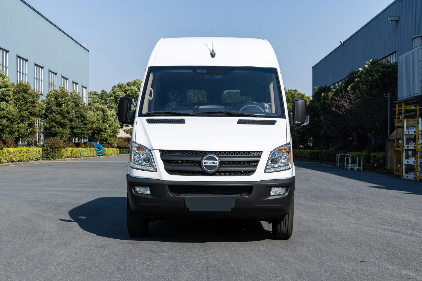 Front view of white TOURWAY T6 commercial vehicle