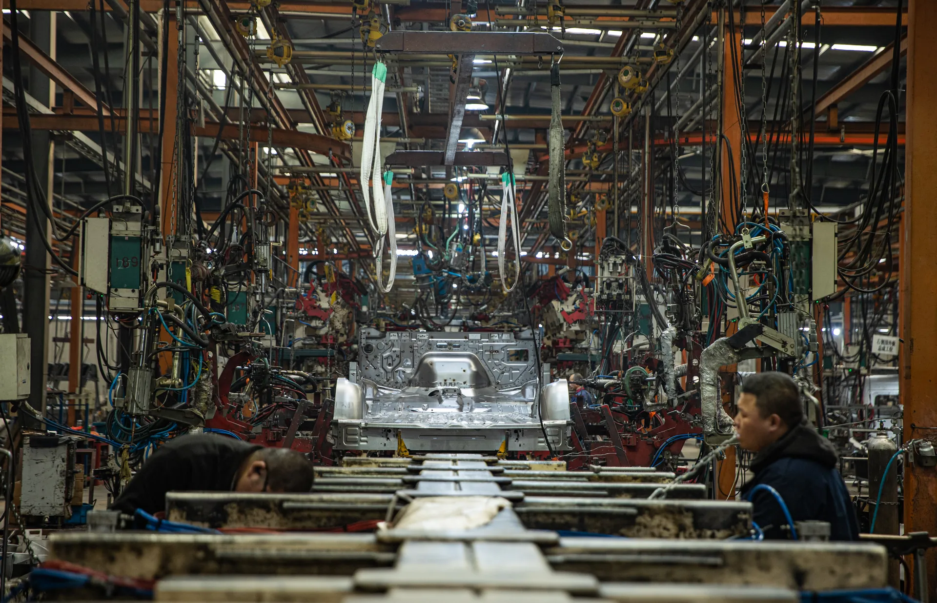 Vehicle body production line at the manufacturing facility